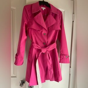 crown & ivy Bright Pink Trench Coat